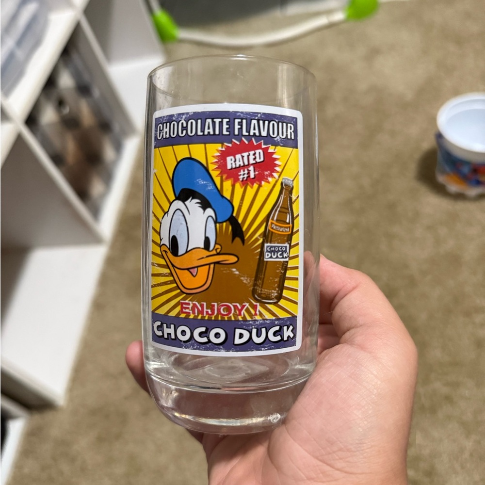 Choco Duck Glass with Blue Hat and Yellow Label